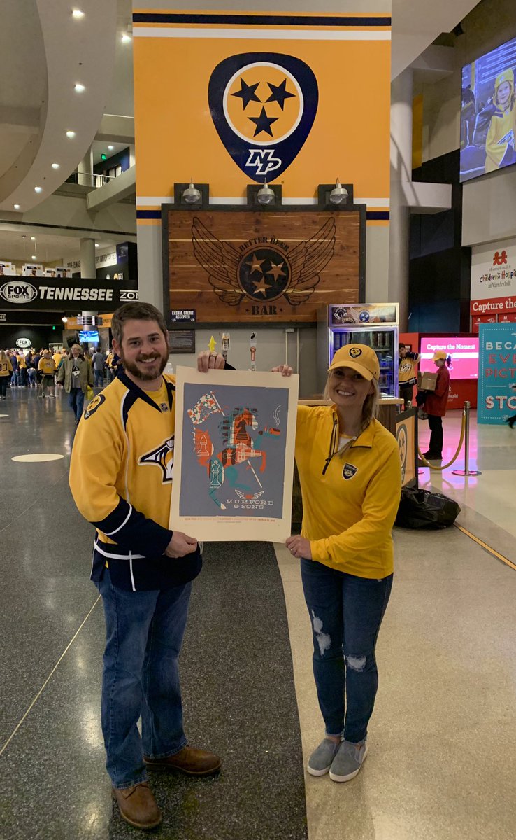 Rhelm24's tweet photo. Picking up our Smashville Mumford Bridgestone poster!!!!  #numberonemumfordfan #mumfordandsons #largestcrowdever #bridgestonearena @MumfordAndSons @BrdgstoneArena https://t.co/caXI85PHyz