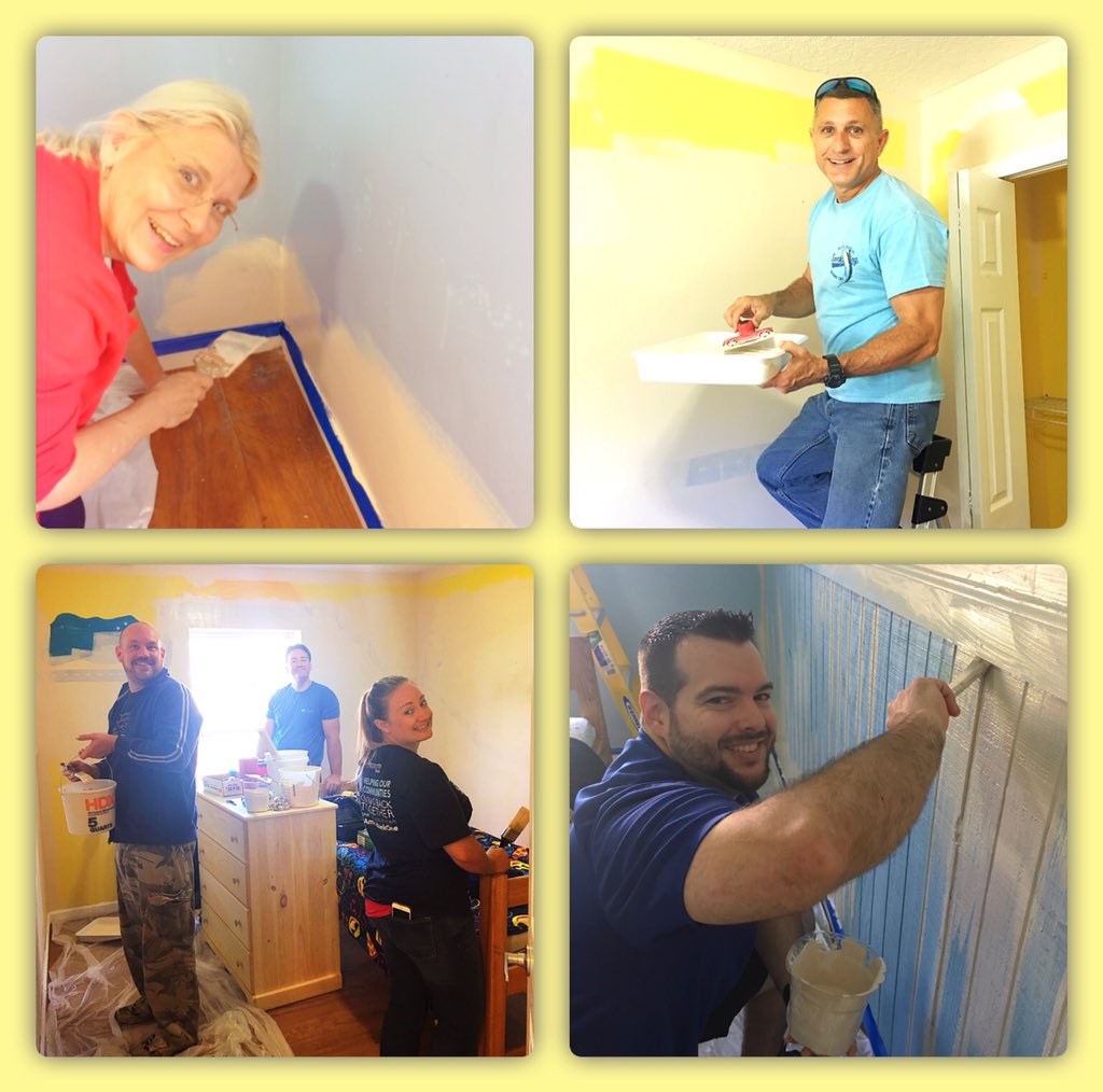 eduk8fla's tweet photo. Team LSJ in action: Team leaders from @AmerisBank &amp; @OfficialVyStar held a donation drive for essential items,
Old City Homes and Roofing donated materials and labor to build bike enclosures and our team painted 4 rooms in homes where children live while in transition at SAYS. https://t.co/fhOfaunluX