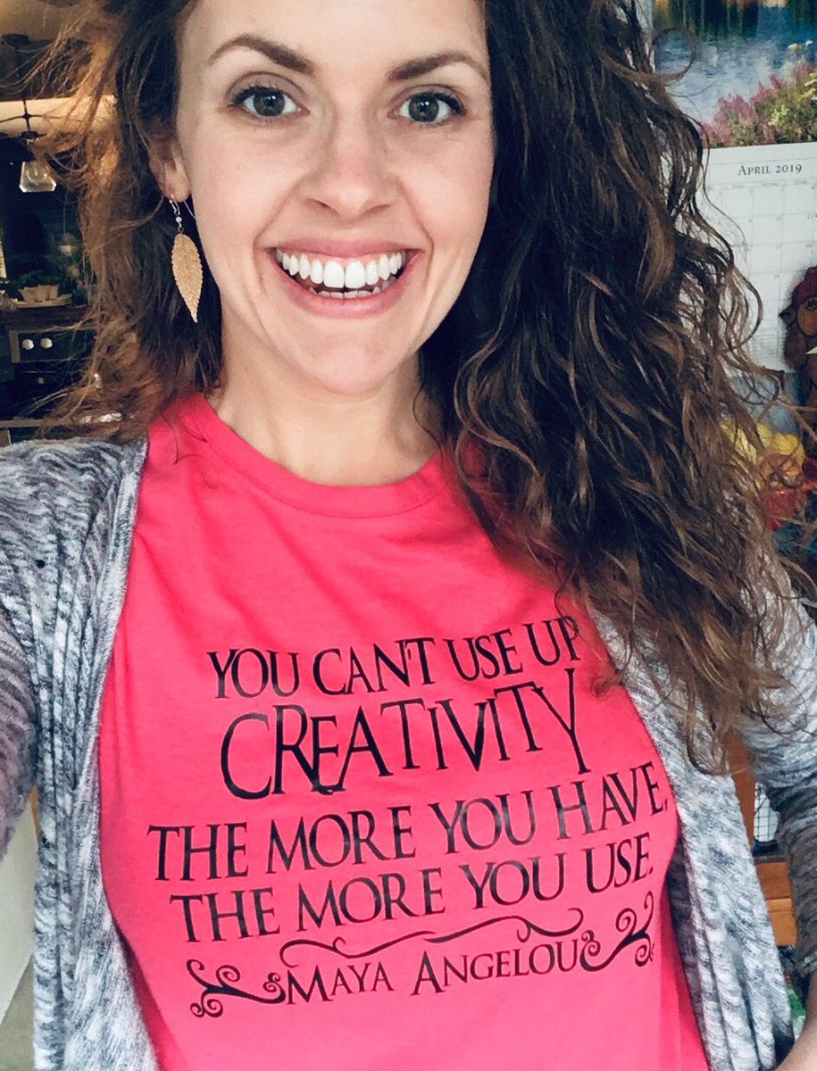 ALeaBradley's tweet photo. Holy cow! Happy accident. Wore this shirt to teach today and then realized it’s her birthday. #MayaAngelou 
#amteaching
#amreading
#amwriting
#creativity https://t.co/3mNWvZoeGd