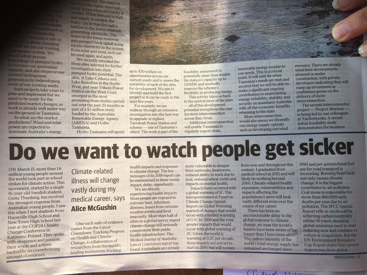 EAHD's tweet photo. Great to see that the Mercury has published an article today about climate and health and the #iDEA19 cc @DocsEnvAus https://t.co/oFY0DeVvKT