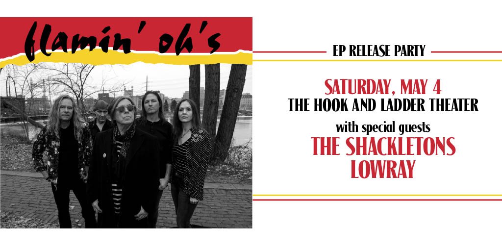 JUST ANNOUNCED! The Flamin' Oh's EP Release Party with special guests The Shackletons, and LowRay --&gt; May 4 at The Hook! --- GET TICKETS --&gt; flaming-ohs.eventbrite.com #Minneapolis #Rock #Legends #EPRelease @flaminohs <a href="/ShackletonsBand/">The Shackletons</a> <a href="/LowRayBand/">LowRay</a>
