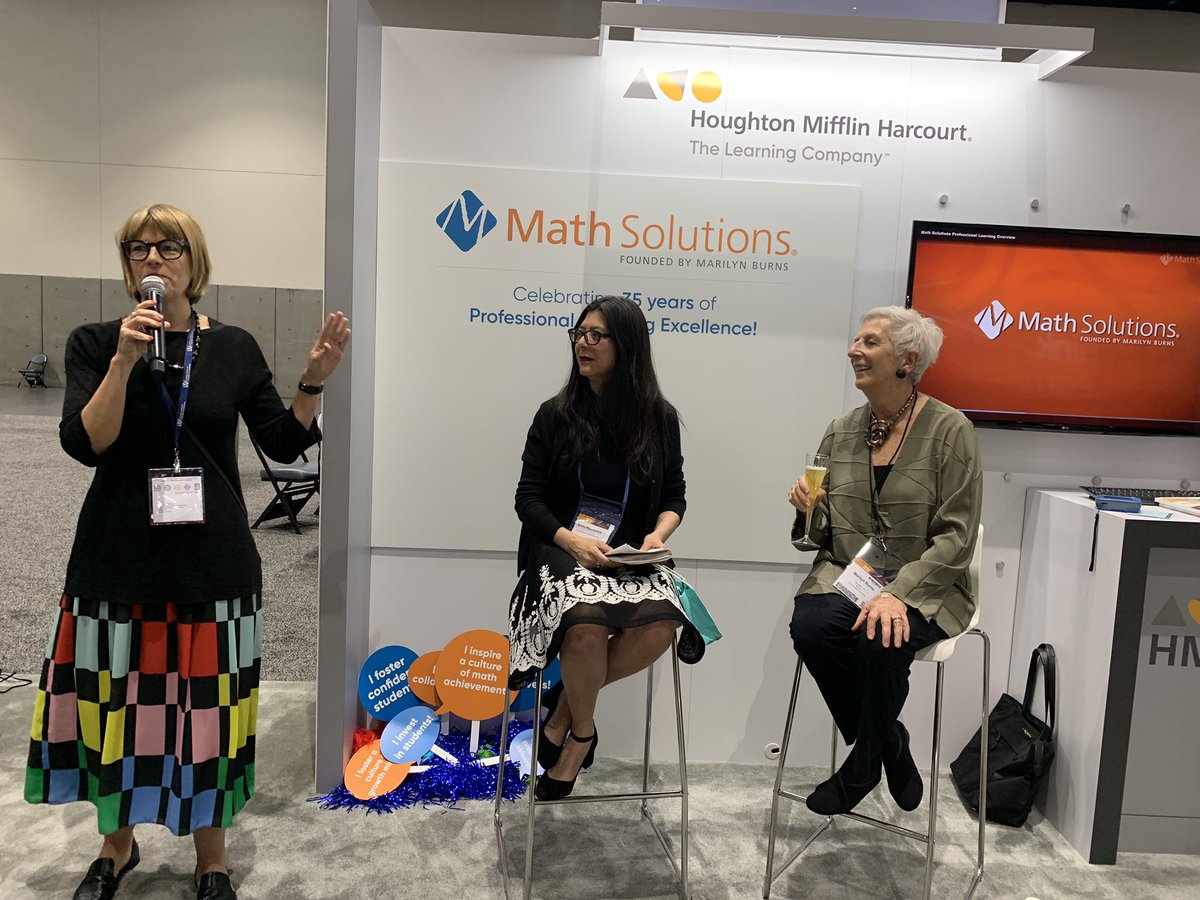 HMHCo's tweet photo. Celebrating 35 years of #ProfessionalLearning excellence with @mburnsmath, @rosepink, and our fellow #NCTMSD2019 educators! #mathsolutions35 https://t.co/FFkBl1pSsH