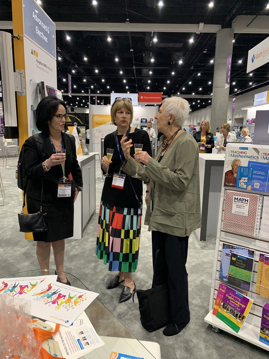 HMHCo's tweet photo. Celebrating 35 years of #ProfessionalLearning excellence with @mburnsmath, @rosepink, and our fellow #NCTMSD2019 educators! #mathsolutions35 https://t.co/FFkBl1pSsH