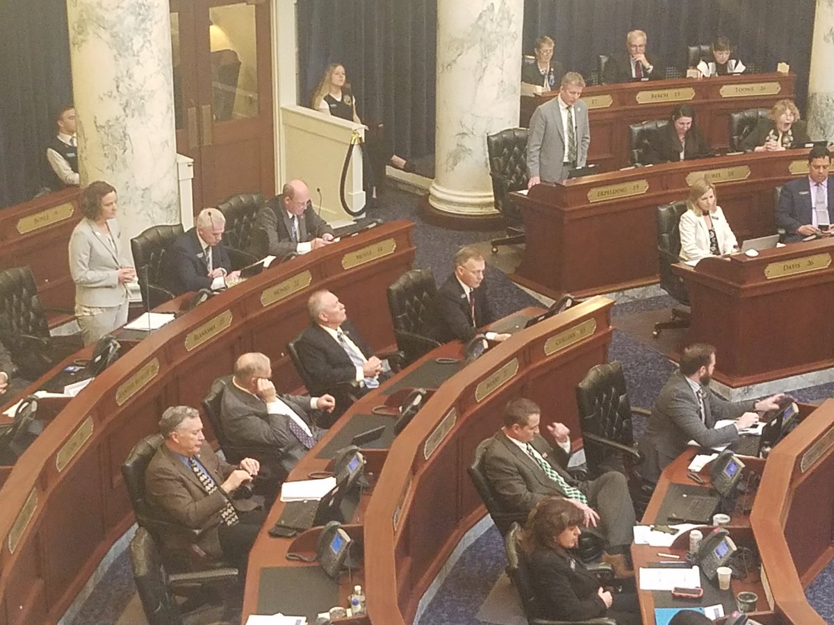 CheyennaMccurry's tweet photo. The House debate on the Medicaid expansion "sideboards" bill, S 1204 as amended, has ended. Bill sponsor Rep. Vander Woude is closed and they will vote now. #idleg #idpol https://t.co/tNjsERLMFB