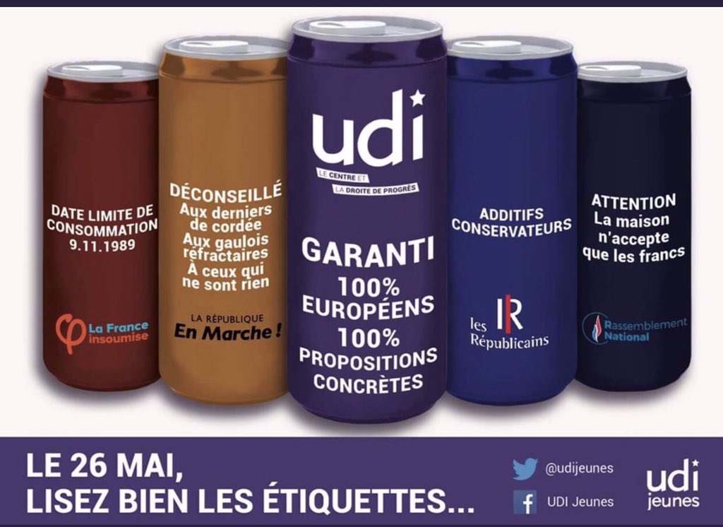 UDI_Paris17's tweet photo. Lisez bien les Étiquettes! #26mai #LesEuropeens . À consommer sans modération , en cas de soif d’une #Europe forte 🇪🇺 pour une France qui réussit #sansadditif ni #polluants #100% #vrai https://t.co/cl1Sxy6EC6