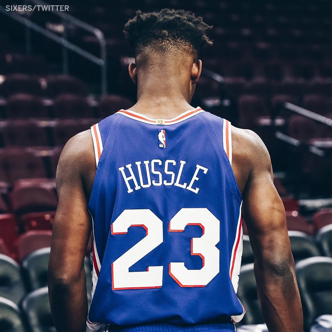 espn's tweet photo. Respect for Nipsey Hussle from @JimmyButler 🙏 (via @sixers) https://t.co/Rqzf8rAliJ