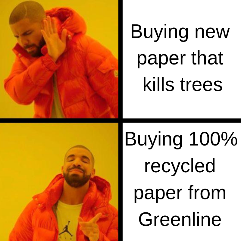 greenlinepaper's tweet photo. 100% recycled paper is 100% better ✔️ https://t.co/w2k8qy0xkp