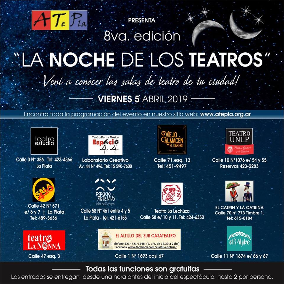 El_Bombin's tweet photo. Se viene LA NOCHE DE LOS TEATROS 8va. EDICIÓN! Nosotros tuvimos la suerte de abrir EL BOMBIN, unos meses antes de su primera edición; y ahí estuvimos, presentes desde ese momento. Hoy, los acompañamos "desde afuera" (hasta tener nuestra nueva "casa" lista). Mierda!!!!! https://t.co/fogSkLzsyO