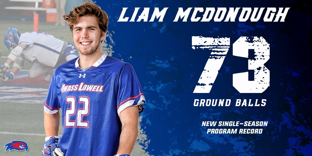 RiverHawkMLax's tweet photo. Congrats to freshman Liam McDonough on setting a new single-season record for ground balls #UnitedInBlue #AEMLAX https://t.co/9RBkgXISv1