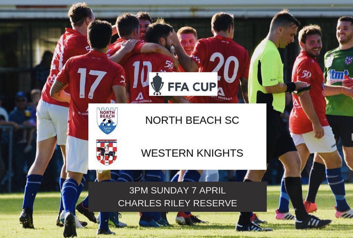 FFA CUP

The Knights come into the FFA Cup at round 4 and will take on North Beach on Sunday. 

This will (hopefully) be the first of many games in our 2019 cup campaign and we hope to see all of our supporters at the game 🔴⚪️🔵

All details below 👇🏽