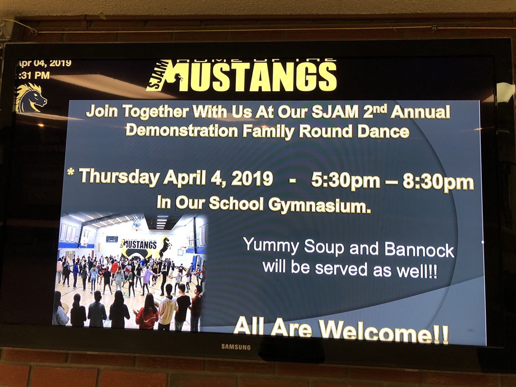SJAM_Mustangs's tweet photo. #SJAM Demonstration Round Dance tonight. Come on down. All are welcome. #WeAreCBE https://t.co/hhX5woNlhL