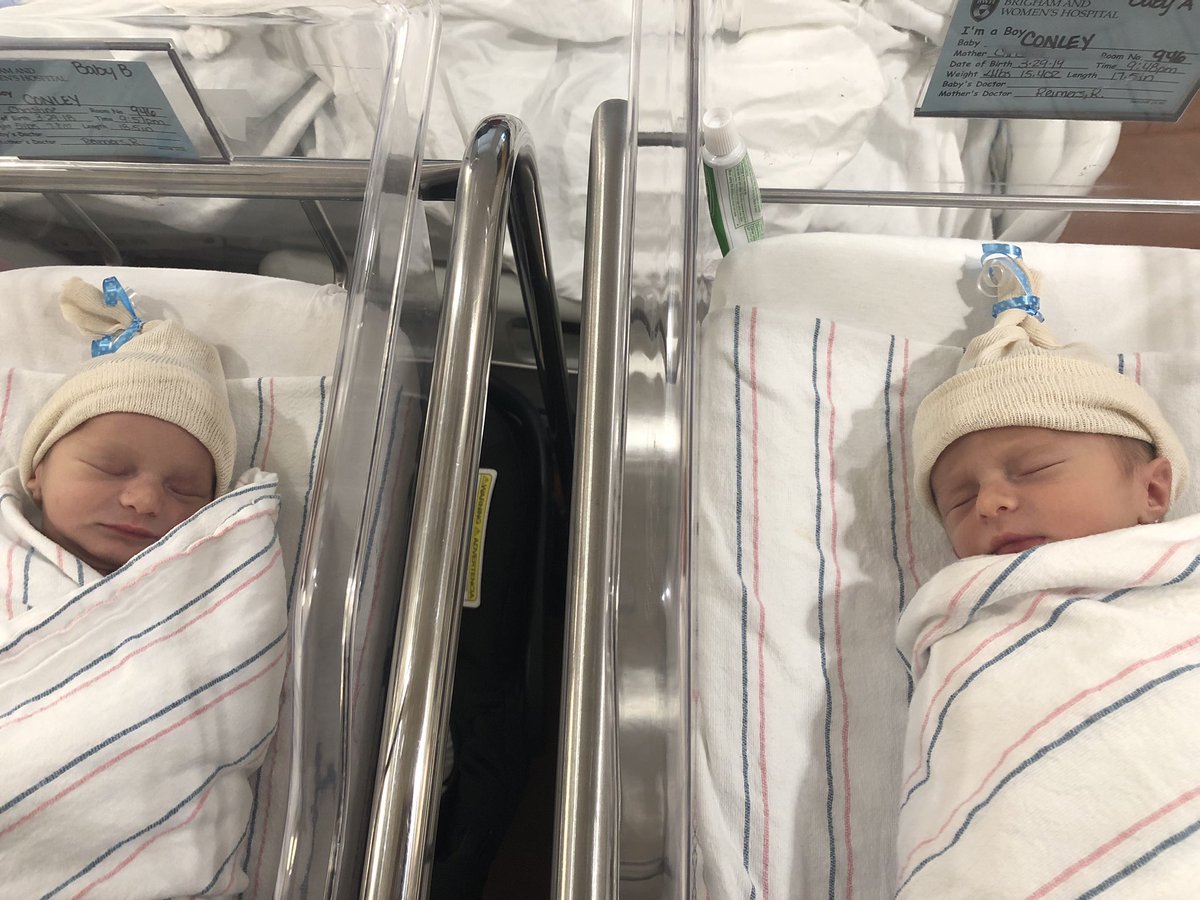 ChristineMNews's tweet image. BIG (actually, very little) NEWS!
Caleb Nicholas & Wesley Callaghan were born Friday night, March 29, nine minutes and nine ounces apart!
Cal & Wes are named after my dad & brother and share a birthday with my late grandmother. ❤️❤️
Life is SO good.
#love #twins #twiceblessed