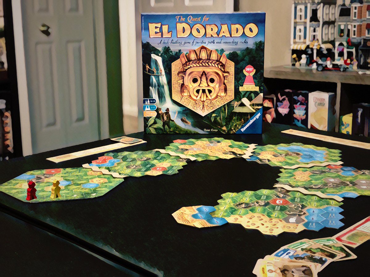 Going on a journey through the forest tonight in The Quest For El Dorado by @RavensburgerUK 

What's your favorite deck building game? .

#thequestforeldorado #RavensburgerMoment #deckbuilding #deckbuildinggame #boardgames   #boardgamegeek #bgg #tabletopgame #boardgamerthings