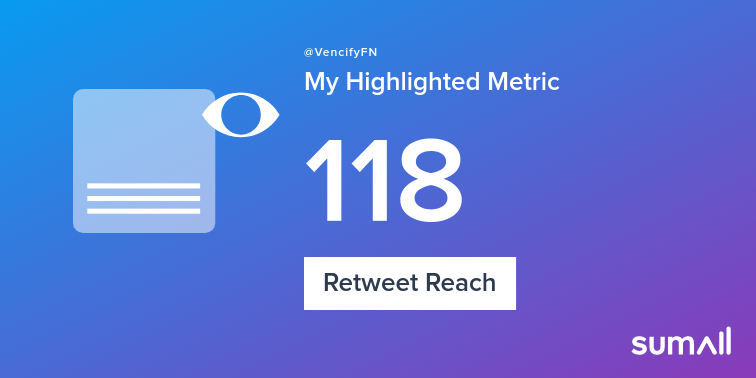 VencifyFN's tweet photo. My week on Twitter 🎉: 5 Likes, 1 Retweet, 118 Retweet Reach, 81 New Followers. See yours with https://t.co/qAeHORtmT2 https://t.co/uqPC24uIDo