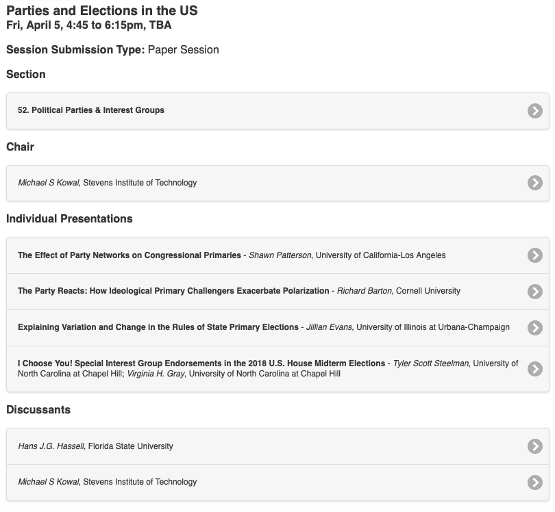 APSA_POP's tweet photo. Parties and Elections in the US
Fri, April 5, 4:45 to 6:15pm
Sandburg 4

#MPSA2019 #MPSA19

@mikekowal86
@stp_polisci 
@RichardBarton85
@jillianeevans
@tyler_steelman 
Virginia H. Gray
@hjghassell https://t.co/RTfsVfEI8Y