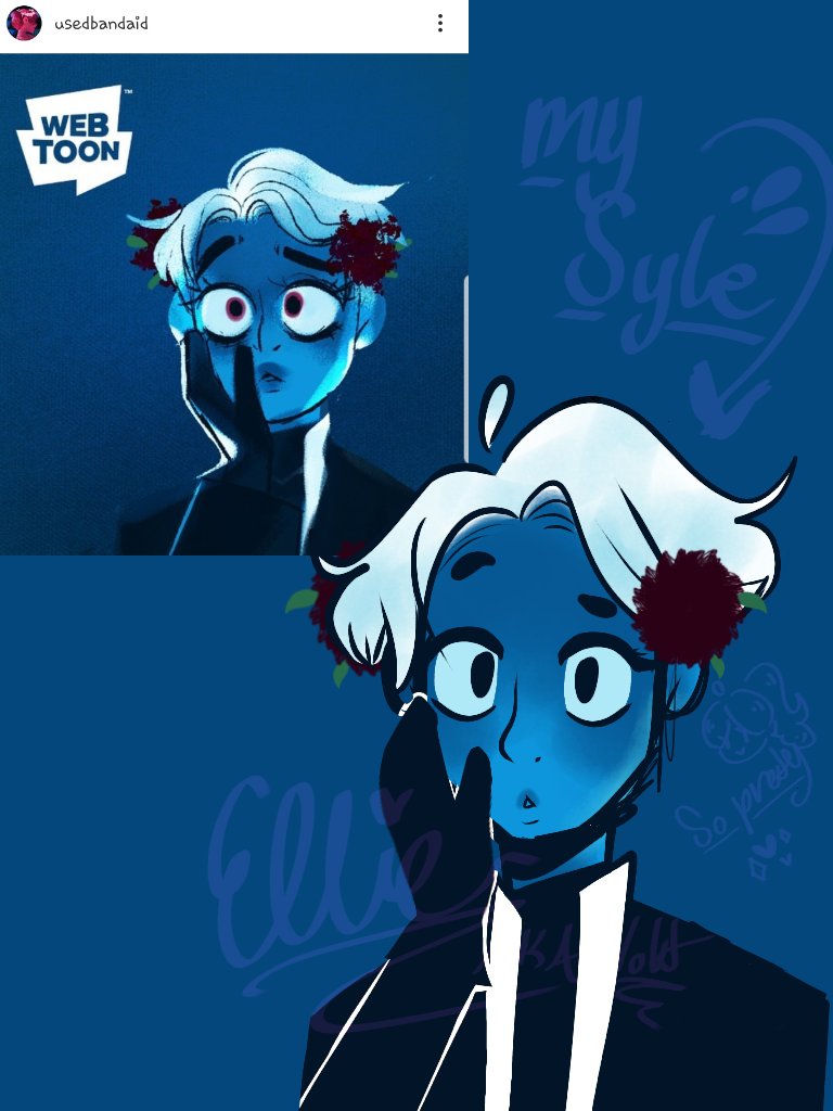 CVolt0422's tweet photo. Here is my small fanart for @used_bandaid! I found the original post in their Instagram and thought it would be interesting to draw! OwO I hope you like it! #LoreOlympus https://t.co/fr6Xs30NFL