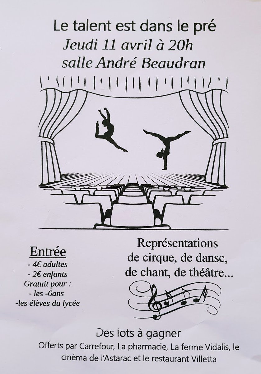 LpoA_Fournier32's tweet photo. Le #TalentestdanslePré 2019 #Saison7 ! @LpoA_Fournier32 Terminales Option EPS : 11 Avril 2019. Salle André Beaudran à #MIRANDE. Shows de #Cirque, #Danse, #Théâtre, #Chants, #Humour, #Fantaisie. #EPSdeCOMPLEMENT #OPTIONEPS #BAC2021 https://t.co/SiPFqKyCv7