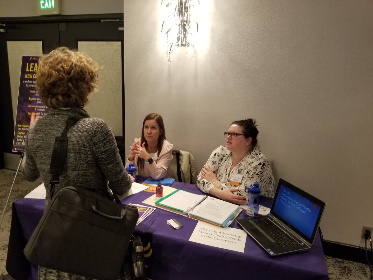MinnStateEDT's tweet photo. .@MNSUMankato is here with their project “Flourish: Addressing Mental Health Needs in the Classroom,” a previously funded innovation from #SharkTankOpen. @MinnStateEdu @MinnStateChd #MinnStateShark https://t.co/iIoCtOhEeR