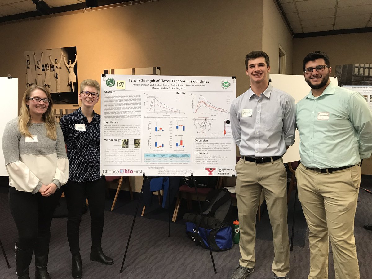 biomechanicsYSU's tweet image. Proud of my #teamsloth for winning best undergrad #STEM presentation award at #YSUQUEST.   COF is next #butcherlab