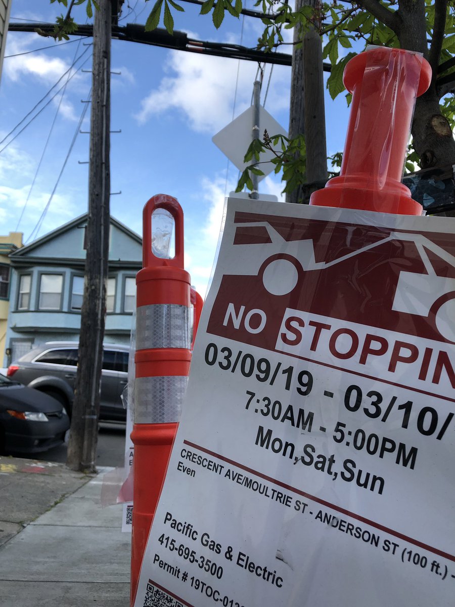 galenio's tweet photo. @PGE4Me I understand if the weather prevented replacing this crooked utility pole, but can you please clean up the no parking signs? https://t.co/jRaS8u1vQQ