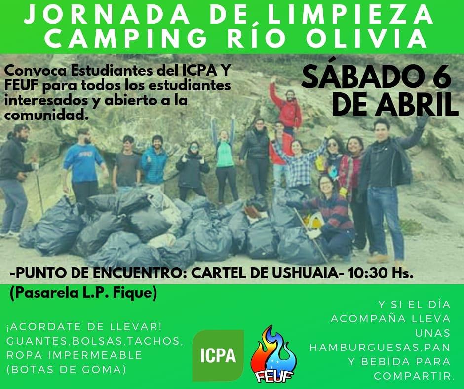 ceuntdf_feuf's tweet photo. #JornadaDeLimpieza
#FEUF

Te esperamos el próximo sábado a participar de la jornada en el camping del Rio Olivia. El punto de encuentro será el cartel de Ushuaia (pasarela Fique) a las 10:30.
Si el dia acompaña traete unas hamburguesas. https://t.co/GSUhAhm2sC