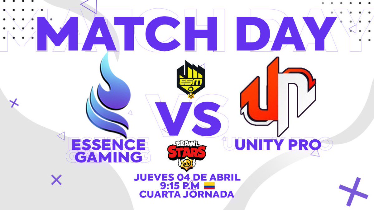 #BrawlStars | PARTIDO 

¡Vamos por una victoria más! 

Hoy jugamos en la @E5MGG. Acompañamos y danos tu apoyo en este encuentro:

🆚️ | @UnityPro_ES 
⏰ | 9:15 pm
🎙 | @paparoyku 

#FeelTheEssence