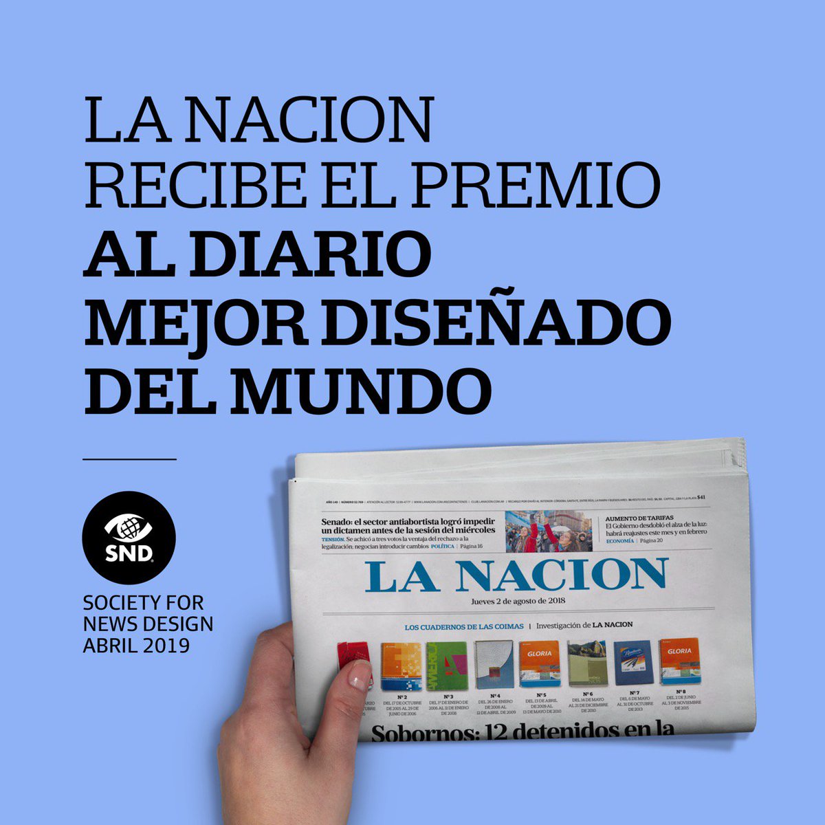 LA NACION (@lanacion) on Twitter photo LA NACIÓN recibió el premio al diario mejor diseñado del mundo por la <a href="/SND/">Society for News Design</a> lanacion.com.ar/sociedad/la-na… LA NACIÓN recibió el premio al diario mejor diseñado del mundo por la <a href="/SND/">Society for News Design</a> lanacion.com.ar/sociedad/la-na…