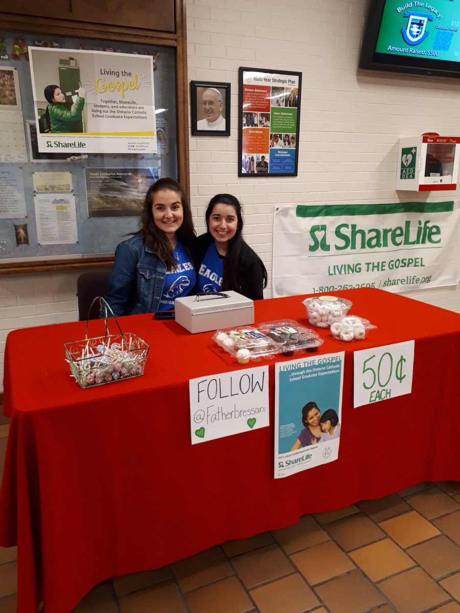 Hey Bressani! Be sure to stop by the chaplaincy office during both A and B lunches as tomorrow is the last day of the bake sale! You dont want to miss these tasty treats!! Come and help support Sharelife!!💚 <a href="/FrBressaniCHS/">FatherBressaniCHS</a> <a href="/ShareLifeCan/">ShareLife</a>