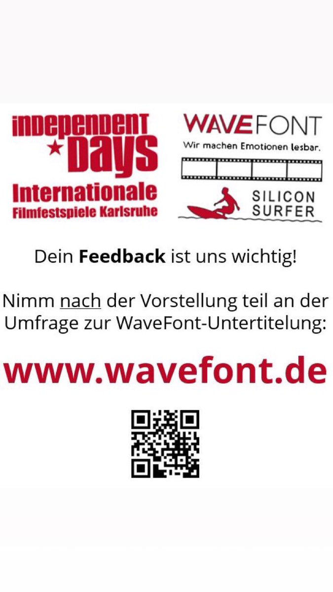 SiliconSurfers's tweet photo. WaveFont @ Independent Days|Filmfest
Wann: HEUTE, 15:00-16:45 Uhr
Wo: Schauburg Karlsruhe
Schau vorbei und gib uns Feedback unter https://t.co/i1IZr8Dw46!
#independentdays #filmfestival #karlsruhe #wavefont #inklusion #integration #innovation #untertitel #schauburg #kanews https://t.co/TZOkYHJ9dN