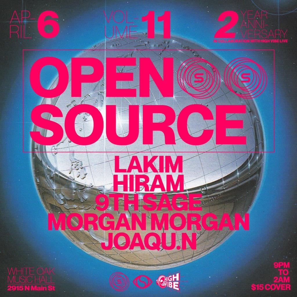 opensourcee's tweet image. Open Source Vol. 11
IT'S THE 2 YEAR ANNIVERSARY!
So come celebrate with us.
Saturday - April 6th - At @WhiteOakMH
9pm - 2am
🚨 $15 Cover 🚨
SOUNDS BY:
@LAKIMisAlive
@yunghiram
@9thSage
@MxrganxMxrgan
@joaqu__n

@HighVibeLive @thenuwavesound
