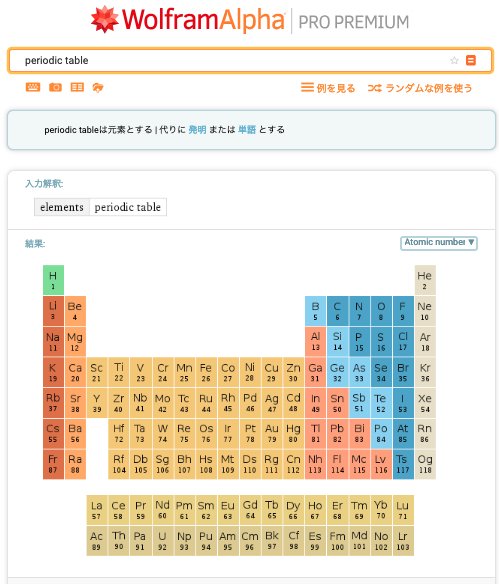 Wolfram Alpha Japan Sur Twitter 周期表で元素の性質まで同時に見られたら便利だと思いませんか そんなときはwolfram Alpha T Co Jcodviz6ak 結果右上のボタンで 質量や沸点 融点 電気陰性度 発見年など 表示の切替えができます Wolframalpha