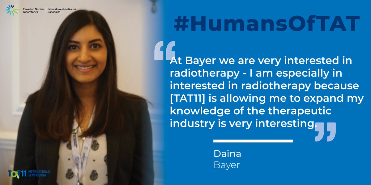 tat_11_2019's tweet photo. Daina is a pharmacist working at @BayerPharma with #xofigo an approved alpha drug! #TAT11 #HumansOfTAT https://t.co/JCan4rYzBC