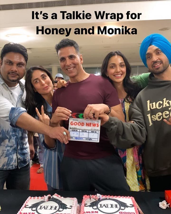 GoodNewsMovie's tweet photo. Wrap of #GoodNews 🎂😉  @akshaykumar #KareenaKapoorKhan @diljitdosanjh @Advani_Kiara @DharmaMovies https://t.co/dF39PTRlwC