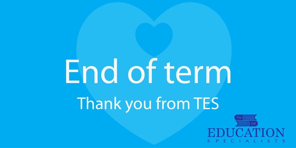 Its the end of term for many of our schools. We wanted to say a big thank you to all of our wonderful supply staff who have worked tirelessly this term delivering high quality teaching, learning and support. You are appreciated! #happyfriday #teamtes