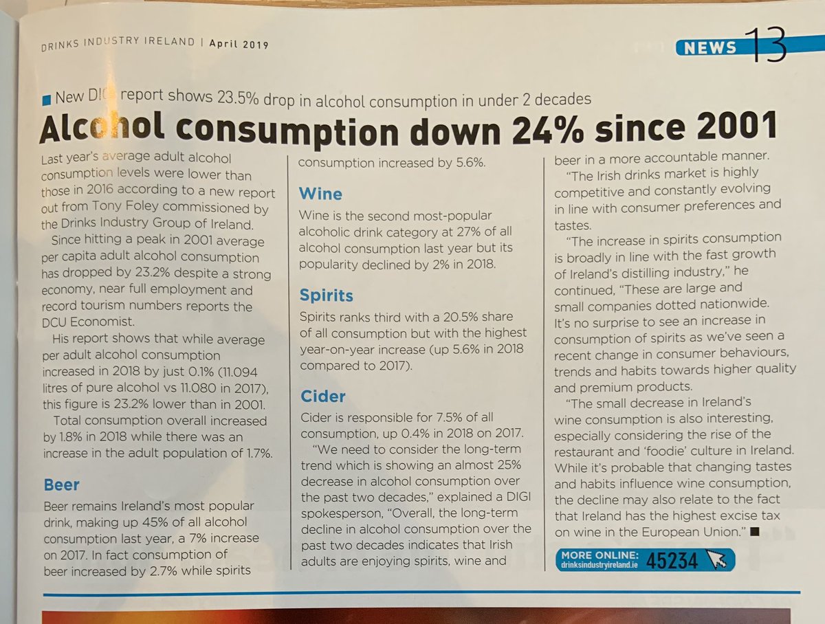 Some stats on sales of alcohol on Ireland... down 24% since 2001...!   Article from @DrinksInd_ie 

Interesting reading for @VirginieLoreau @Janine_Smink @valminorebano @jmviub @BSanAlejandro @nbonino @taylorsonboyce  @MontRedonWines @mariasalamanqs @montonale