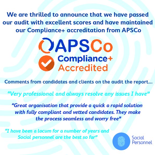 socialpersonnel's tweet photo. We are so proud of the hard work our team put in to provide excellence for the recruitment process, from compliance, to supporting candidates, &amp; giving our clients the best customer service. And we have maintained our accreditation to prove it! 
#Complianceplus #saferrecruitment https://t.co/LedfWC6Nbt