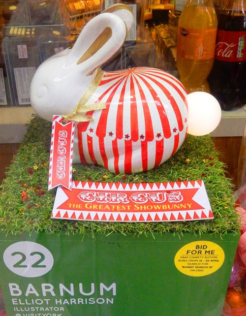 York360's tweet photo. 26 Bunny lamps to be found around York 🐰
Download a trail map or pick one up at the Visitor Information Centre. 🐰
https://t.co/14YD4lB3dh 
This is the bunny I designed.. "The Greatest Showbunny" 🐰 
Also bid for them on ebay for charity! 
@visityork @YorkTeachingNHS #YorkEaster https://t.co/g5slIx0JBJ