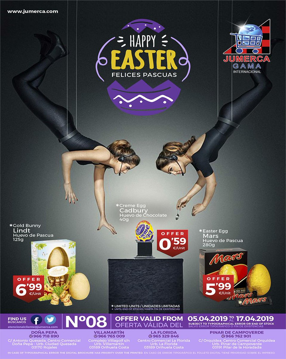 JumercaGama's tweet photo. 🔊 El mejor precio en su #supermercado habitual.
🔷 https://t.co/Ol0vEKYkEm
🔊 El mejor precio en tu #supermercado de confianza
🔷 https://t.co/Ol0vEKYkEm
-
-
Ofertas del 05/04/2019 Al 17/04/2019
#CiudadQuesada #OrihuelaCosta #Villamartin #PinarDeCampoVerde https://t.co/0P2RCZsl83