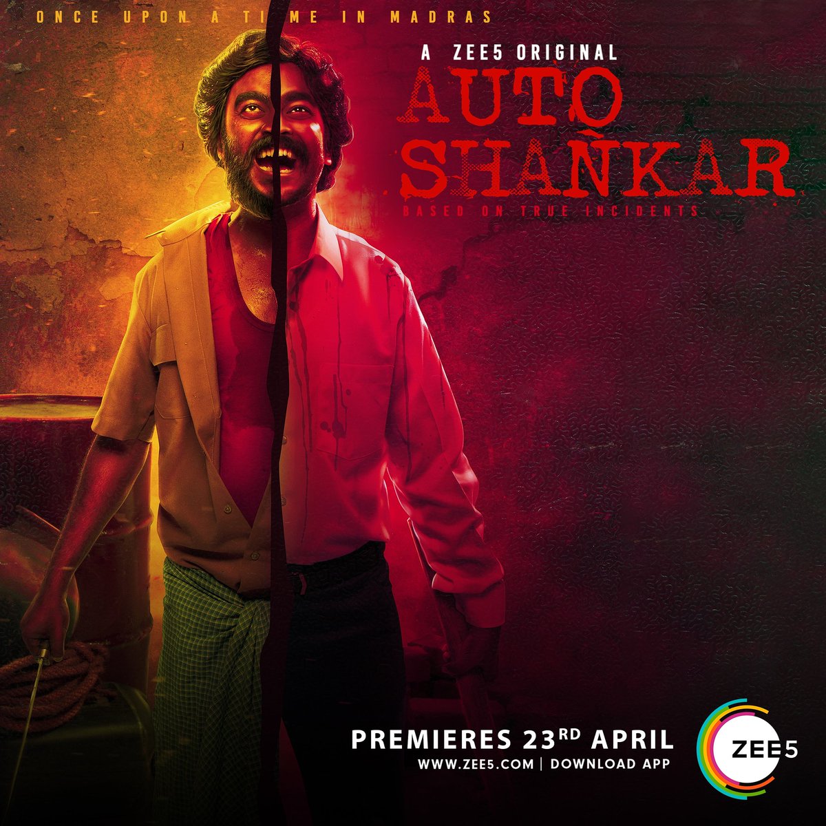 Here it is. AUTO SHANKAR premieres 23rd April. 
TEASER from today 5PM

#OnceUponATimeinMadras
#zee5tamil 
Web series based on true incidents.