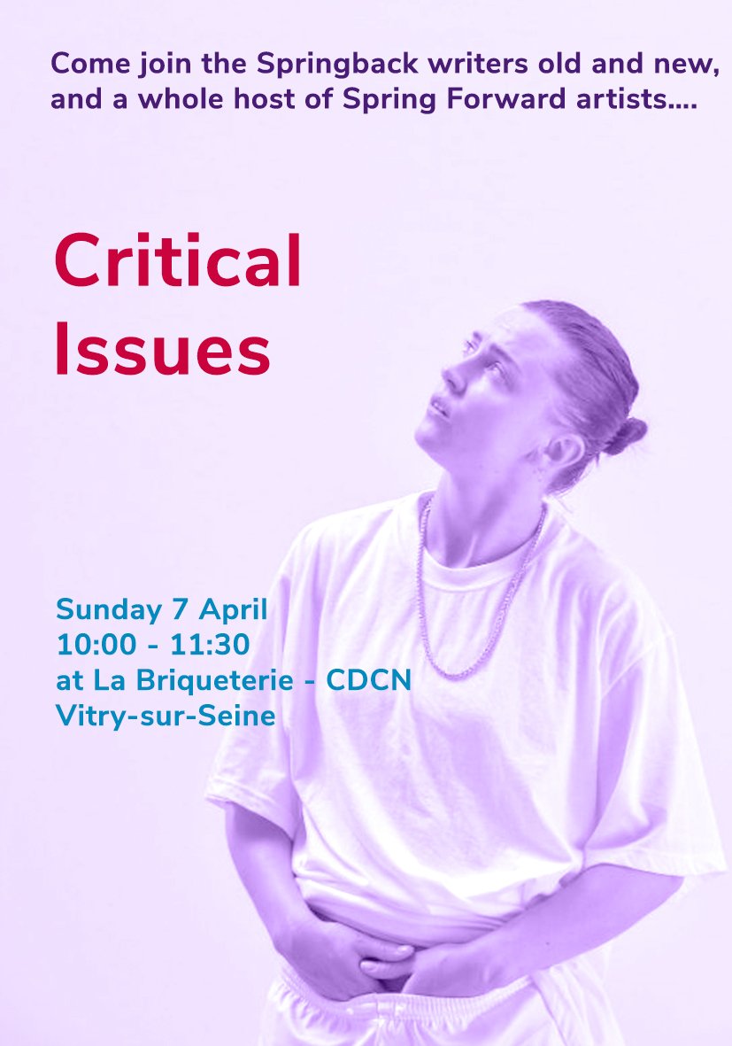 AerowavesEurope's tweet image. 👀Watch #SpringbackLive tomorrow from 19:00 - 20:00!
📍👀And on Sunday, don&apos;t miss #Criticalissues out! If you&apos;re at the festival: come join the Springback writers &amp;amp; former #AerowavesArtists and find out the latest developments of @springbackmag!