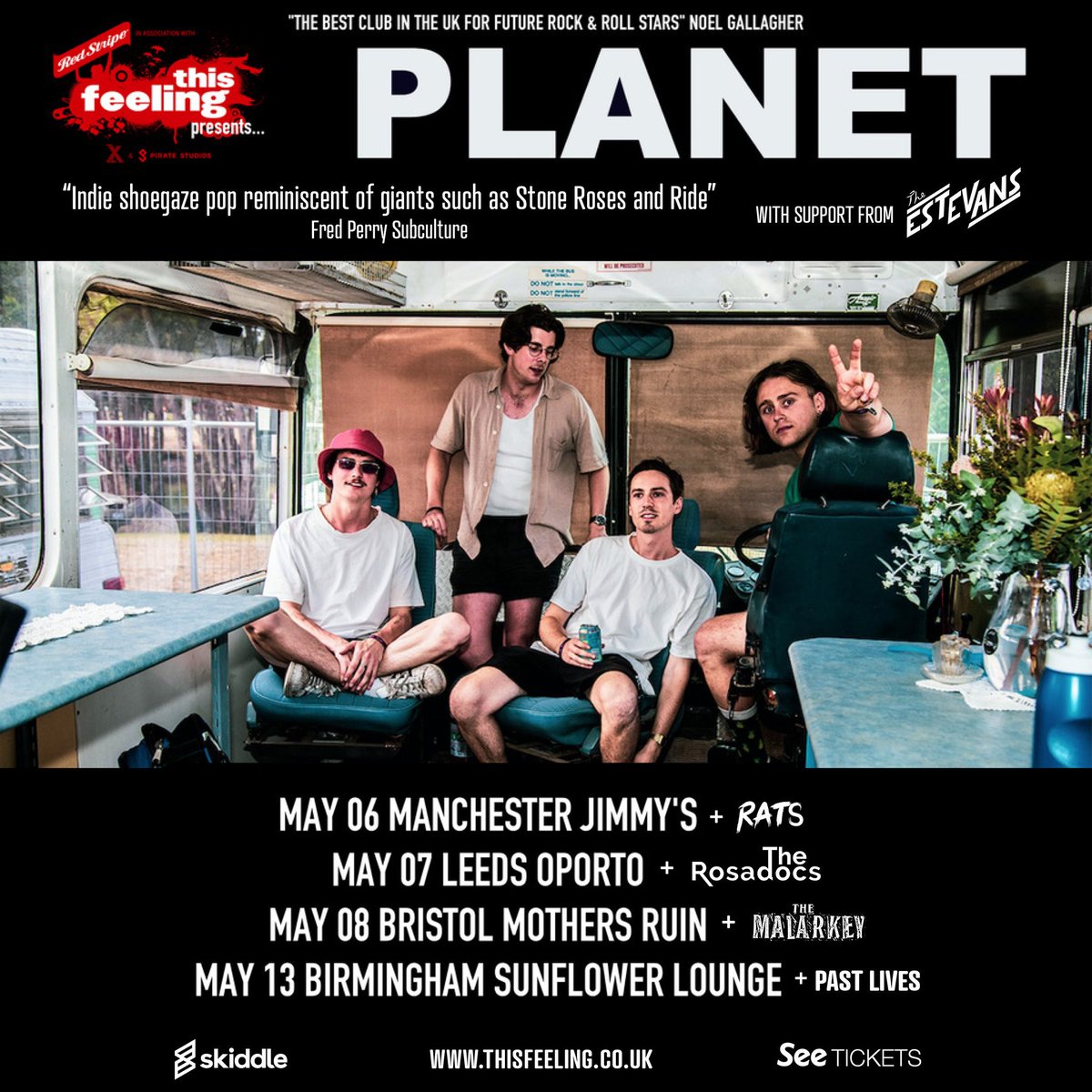 Supports have been announced for our @This_Feeling shows in May. All shows selling fast. ⏰ Grab tix here: planetmusicau.com @TheEstevans @thoserats @TherosadocsUK @themalarkey @jimmys_nq @Oportobar @TheMothersRuin @Sunflowerlounge