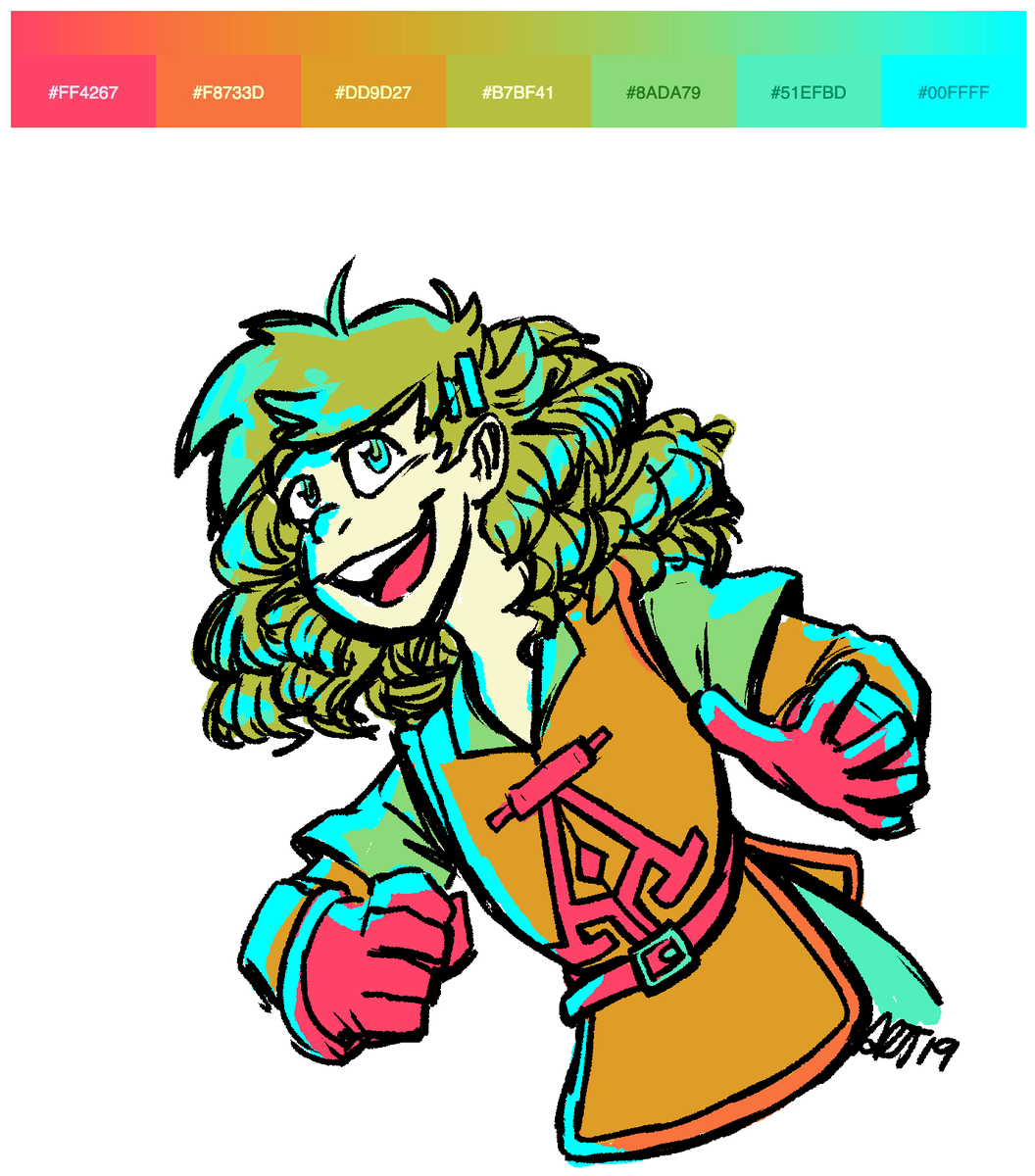 deggey's tweet photo. @PaletteCLR palettes galore! Did some colour tests on your girl #CertaintyDran @TychoBrahe #AcquisitionsIncorporated #CTeam #fanart #art https://t.co/eE8ee6eTOM