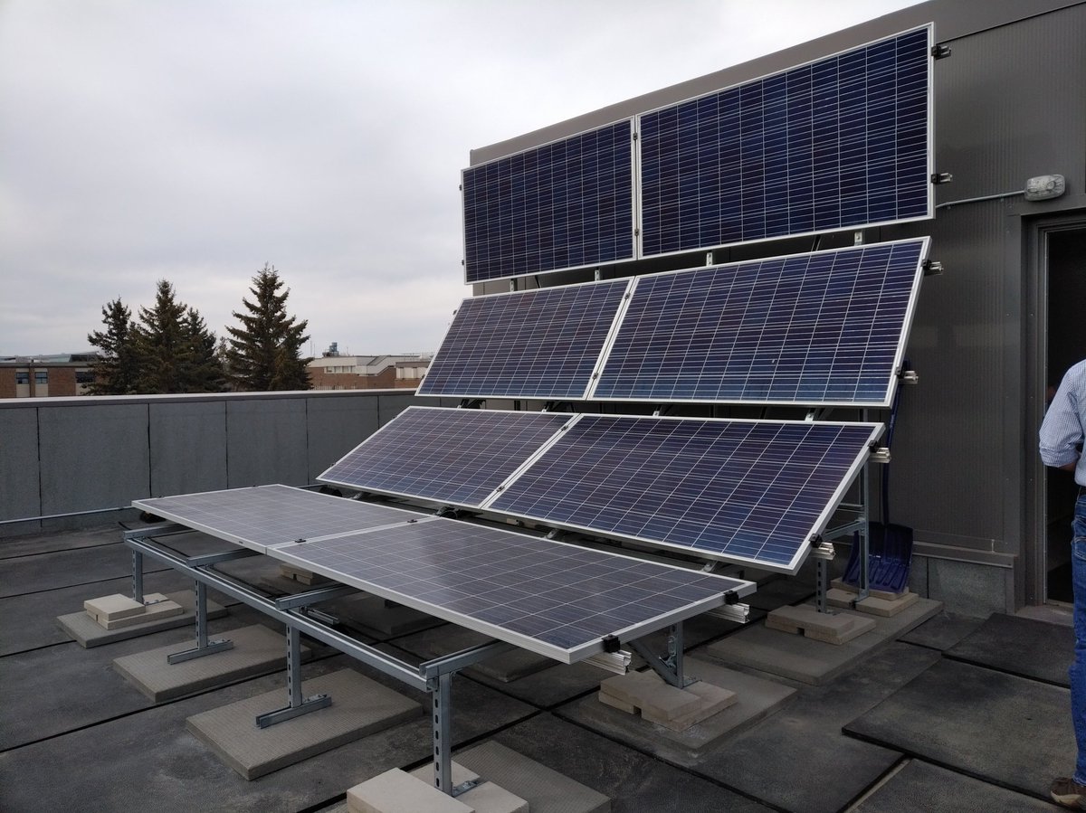 TheMakerNathan's tweet photo. Octagonal solar panel array and "ski jump" array @RedDeerCollege Alternative Energy Lab to study solar energy during different times and seasons. Cool! At the #AEMSummit thanks to @PlainsmanMfgInc and #GridlineProject.
#Solar #SolarEnergy #RenewableEnergy https://t.co/lsU8Ky8qoM