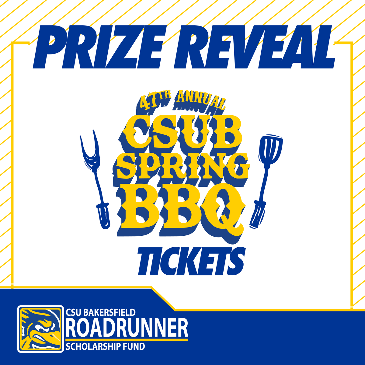 CSUBAthletics's tweet photo. This week’s prize is two Spring BBQ Tickets! To enter to win favorite/retweet #RunnerApril posts or donate. The winner is announced Friday! https://t.co/NfIfU7nshk