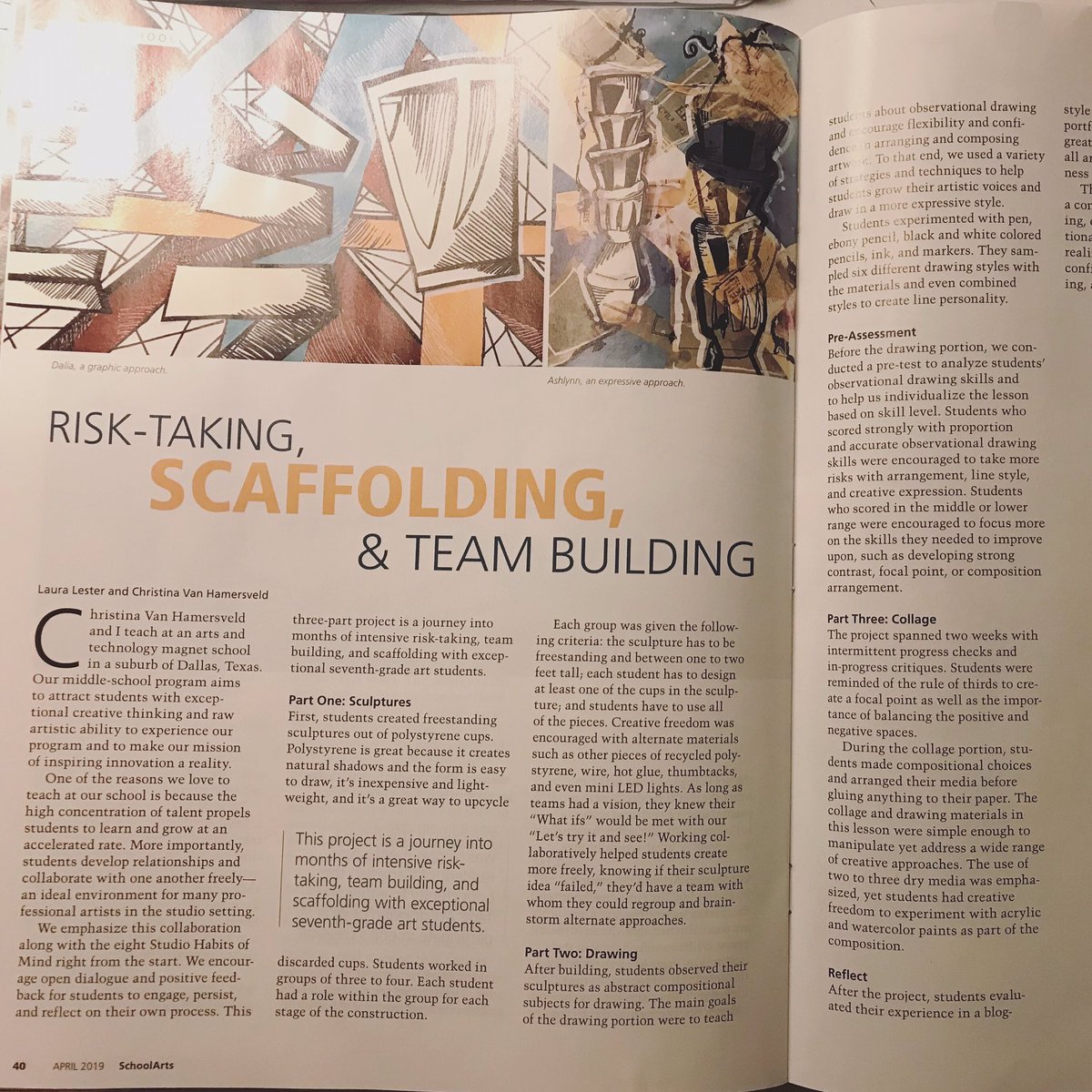 llesterart's tweet photo. We did a thing! Find our article in the April 2019 issue of School Arts Magazine! (This is a nationally recognized Art Education magazine) Thankful for my time as an educator at West Jr High and #teamvanlester 🖤🖤🖤 https://t.co/0bpx3AQG6U