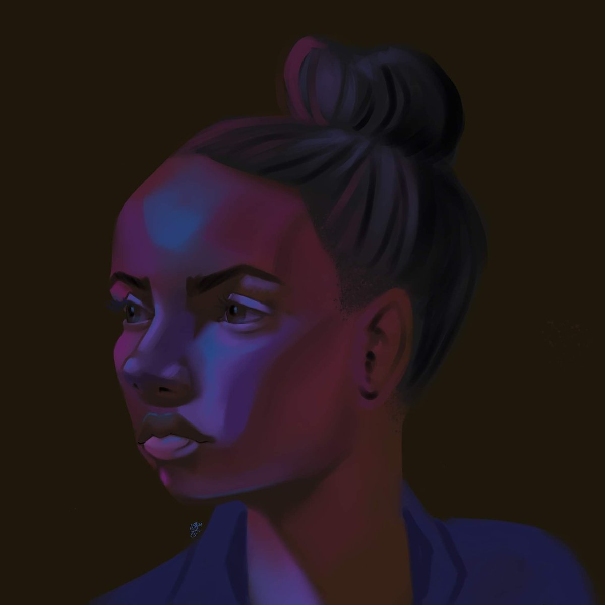 Allison_K_Art's tweet image. Lowkey painting on my iPad for head painting.  Loved the colors the light was giving off in class. This is probably one of my favorite color palettes yet. #lowkeyportrait #lowkey #procreate #digitalart #painting #paintingpractice #illustratorsoninstagram #allisonkristineart