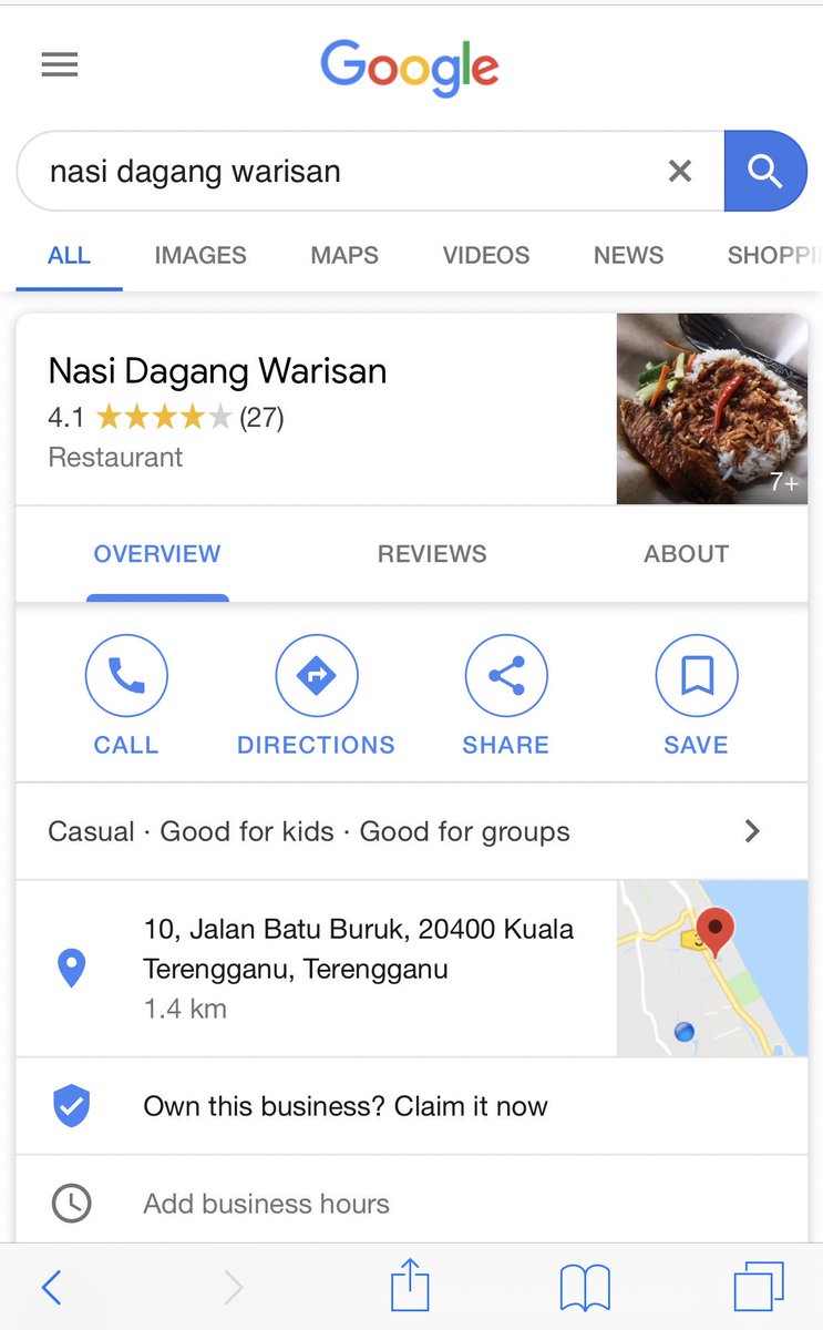 Nasi Dagang Warisan, Kuala Terengganu(Breakfast)Kedai ni buka pukul 9pagi sampai habis. Nasi dagang diorang sedap + ikan besau nauuu. : Google #TernakLemakBersamaSaroh