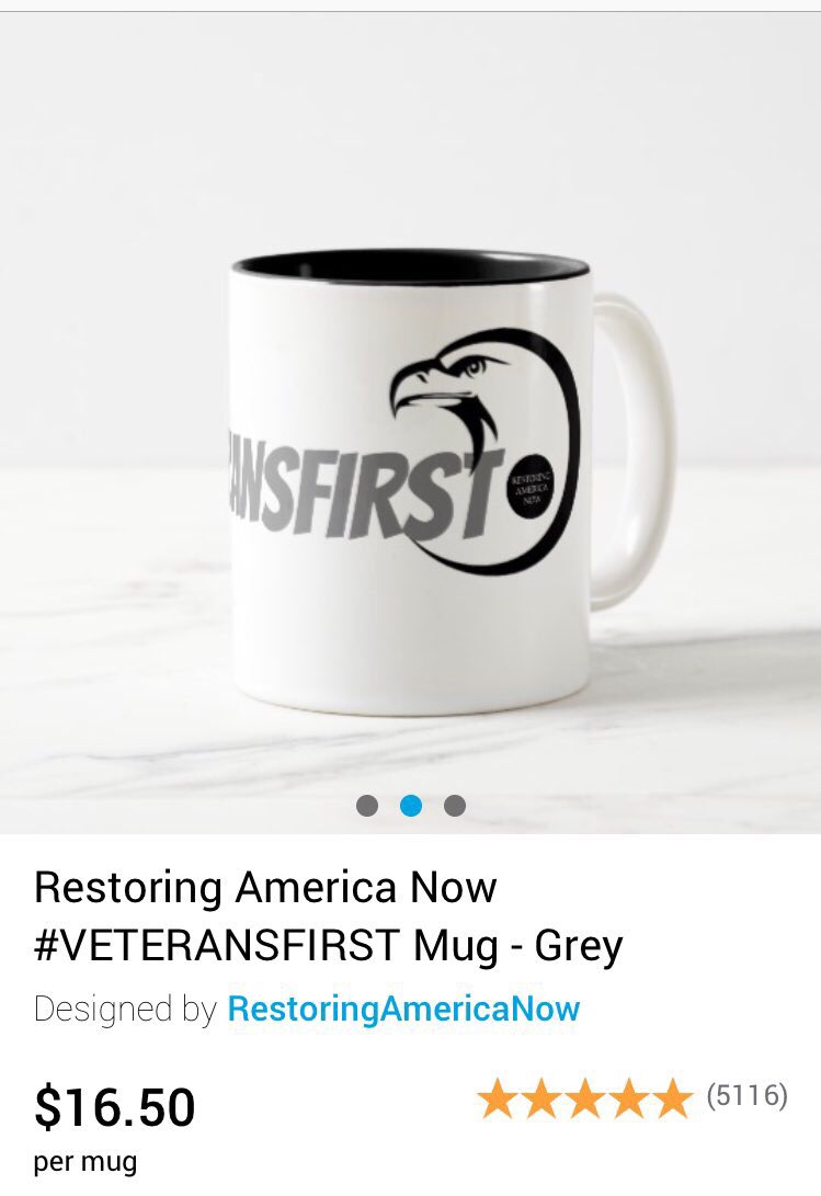 RESTORINGNOW's tweet photo. Restoring America Now #VETERANSFIRST Mug - Red https://t.co/K89TXfj4OR 

We have T-shirts and all sorts of #VETERANSFIRST GEAR — proceeds go toward @RESTORINGNOW Veterans programs...more info coming soon. #GodFamilyCountry #VeteransHelpingVeterans https://t.co/s5ebWTfZhE