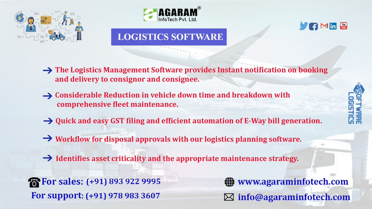 AgaramInfoTech's tweet image. We are aware that your logistics services are of prime importance in the Supply Chain Management. So Agaram has come up with an Efficient,Reliable and Robust ERP solution for your Logistics Service, AgES-Logistics.
#Logistics #Software #AgES #ERP 
Visit: agaraminfotech.com/logistics-mana…