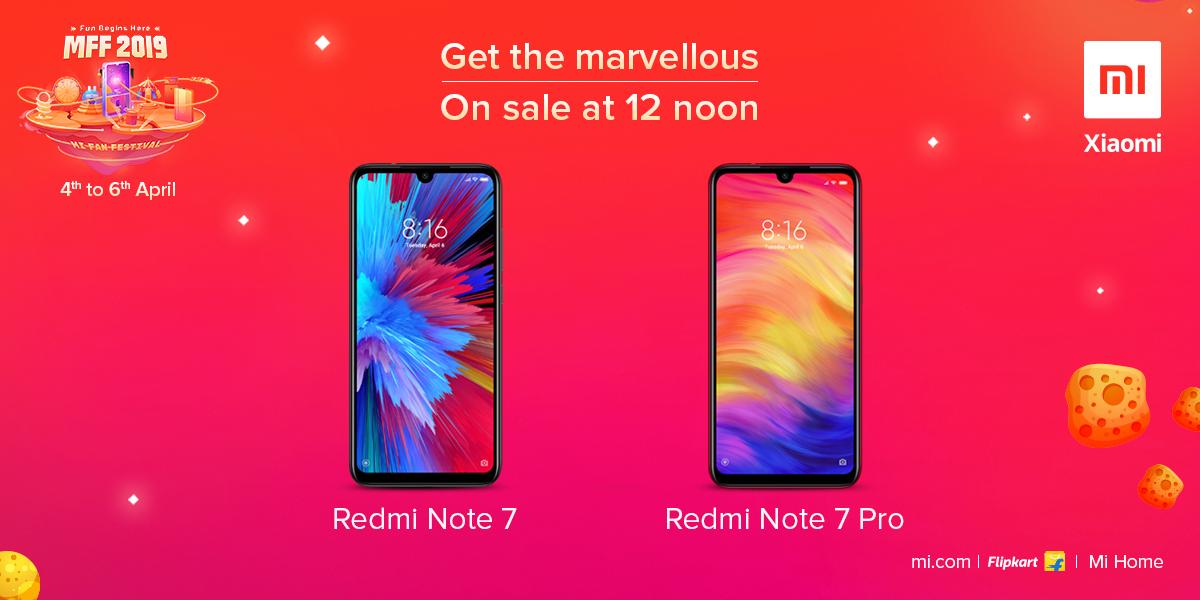 #MakeTheMostOfMi &amp; get yourself a #RedmiNote7, #RedmiNote7Pro, or both! Sale starts at 12 noon on mi.com, <a href="/Flipkart/">Flipkart</a>, &amp; at Mi Home.

Other offers of #MiFanFestival are right here > bit.ly/MFF2019

4800 RTs and we'll giveaway a #RedmiNote7Pro &amp; F-codes!